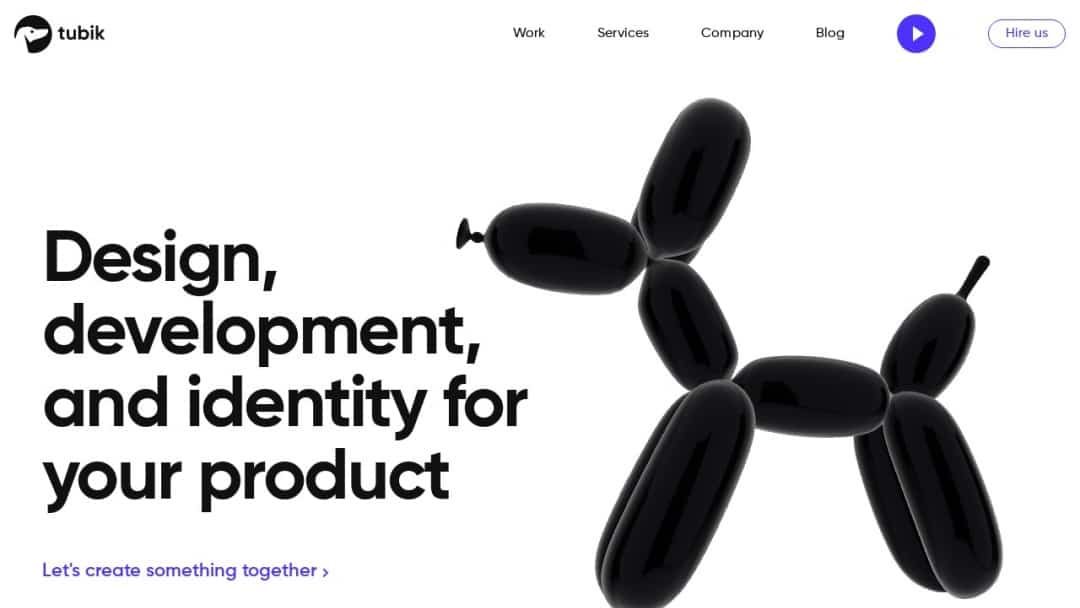 Screenshot of Tubik Studio's Website