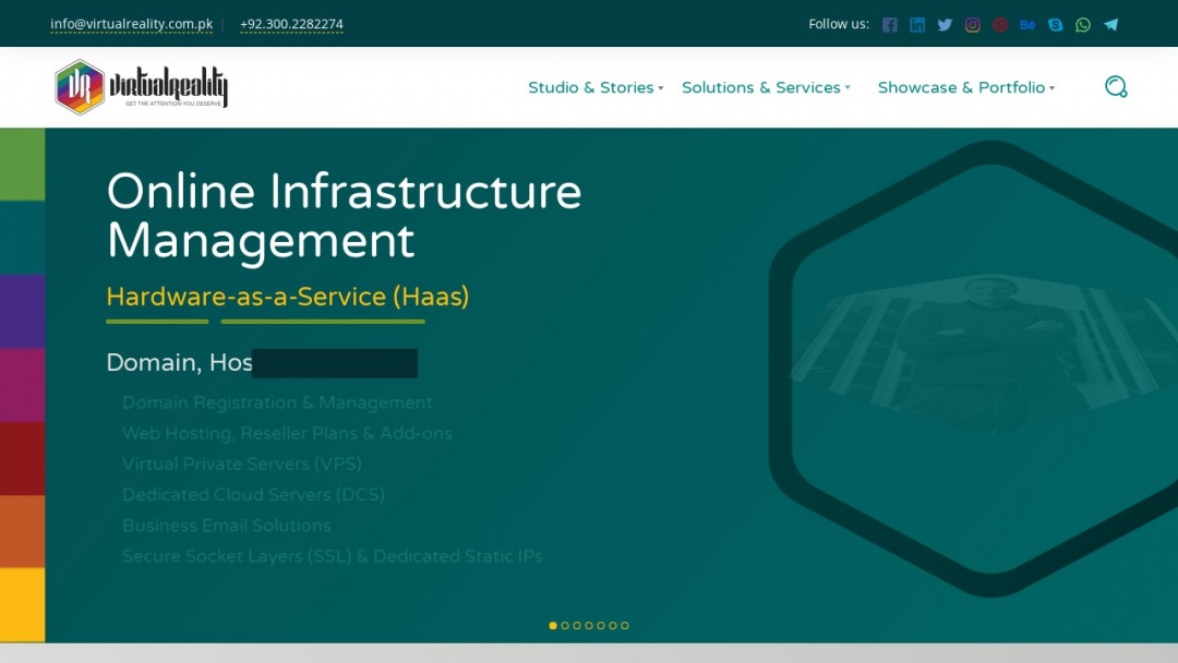 Screenshot of VirtualReality's Website