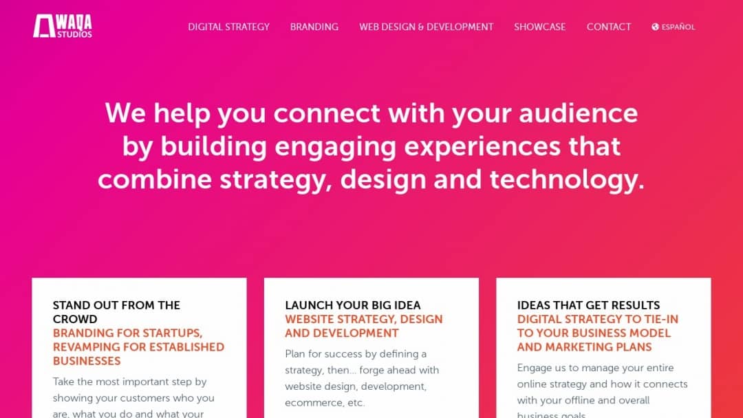 Screenshot of Waqa Studios's Website