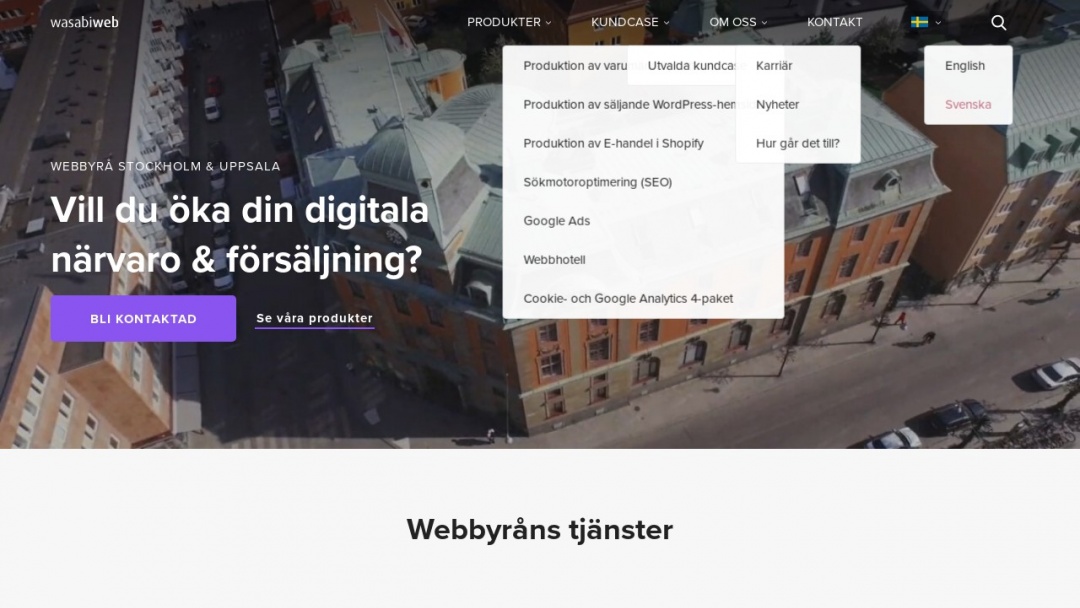 Screenshot of Wasabi Web's Website