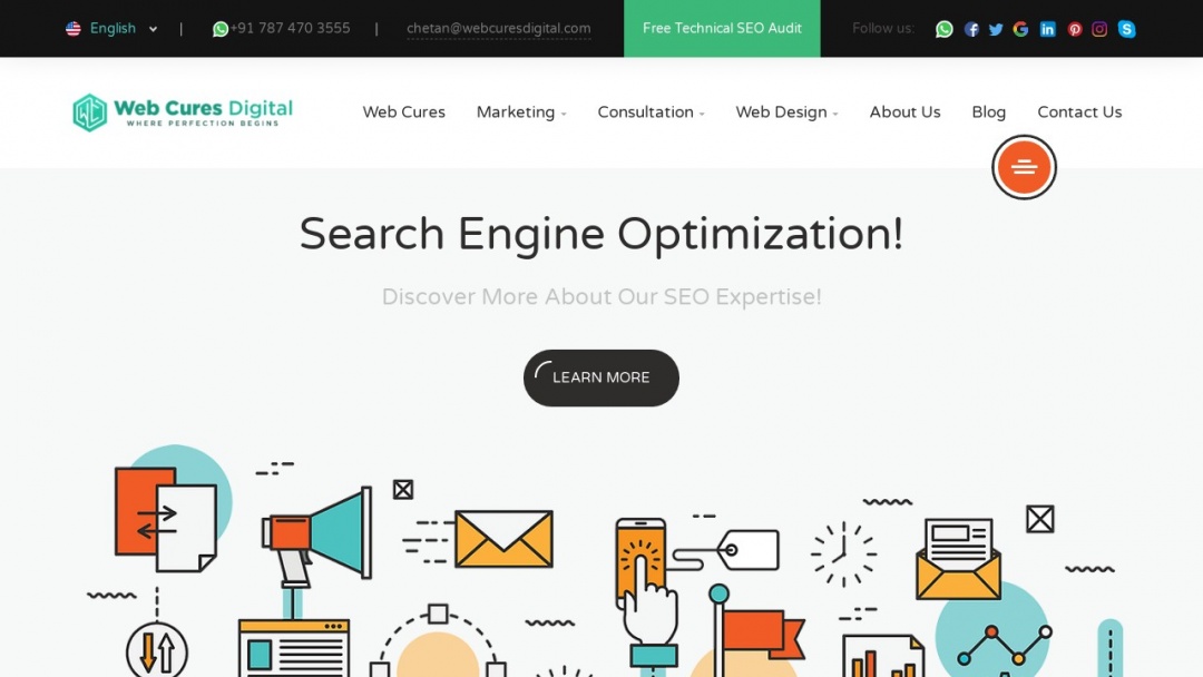 Screenshot of Web Cures Digital's Website