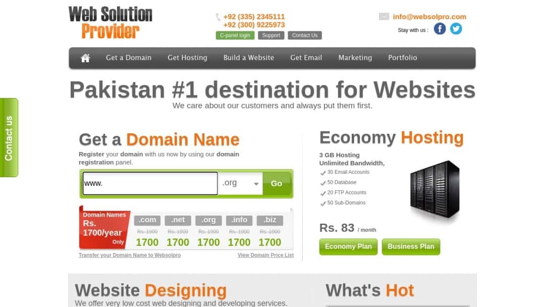 Screenshot of Web Solution Provider's Website