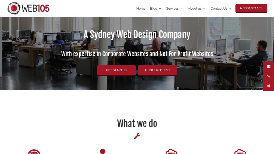 Screenshot of Web105's Website