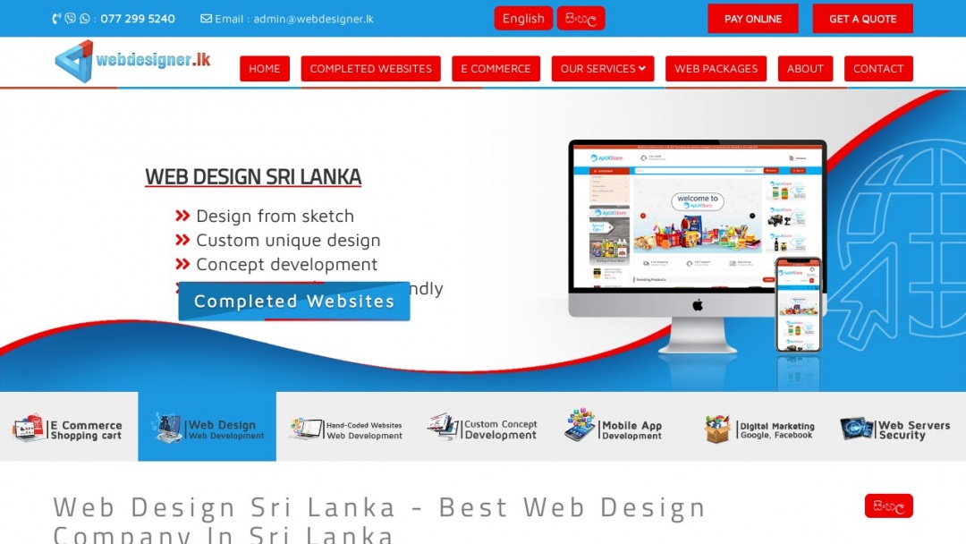 Screenshot of Webdesigner LK (Pvt) Ltd's Website