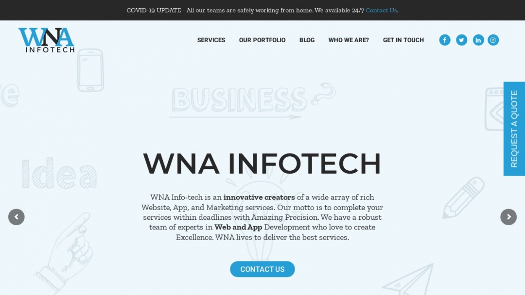 Screenshot of WNA InfoTech LLC's Website
