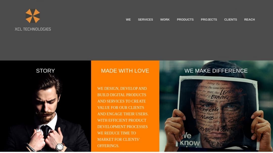 Screenshot of XCL Technologies's Website