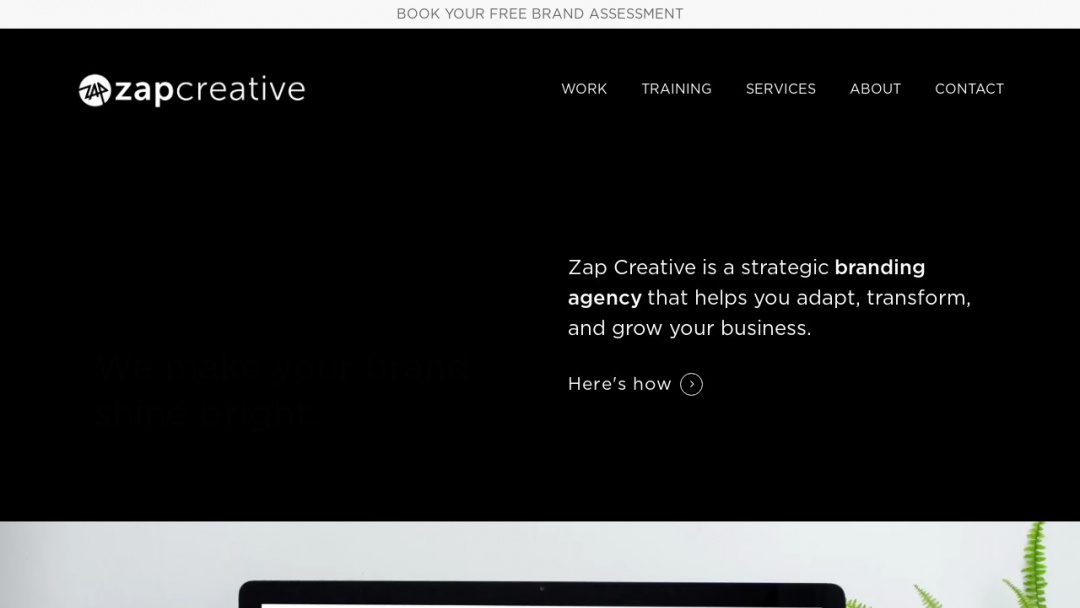 Screenshot of Zap Creative's Website