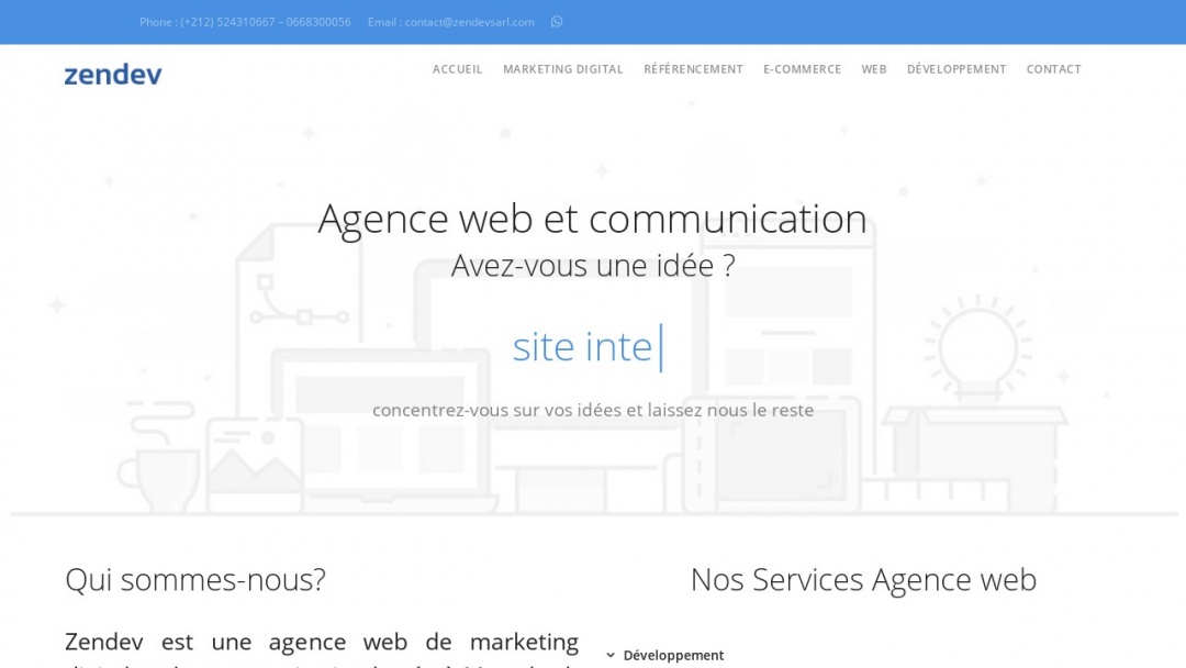 Screenshot of Zendev SARL's Website