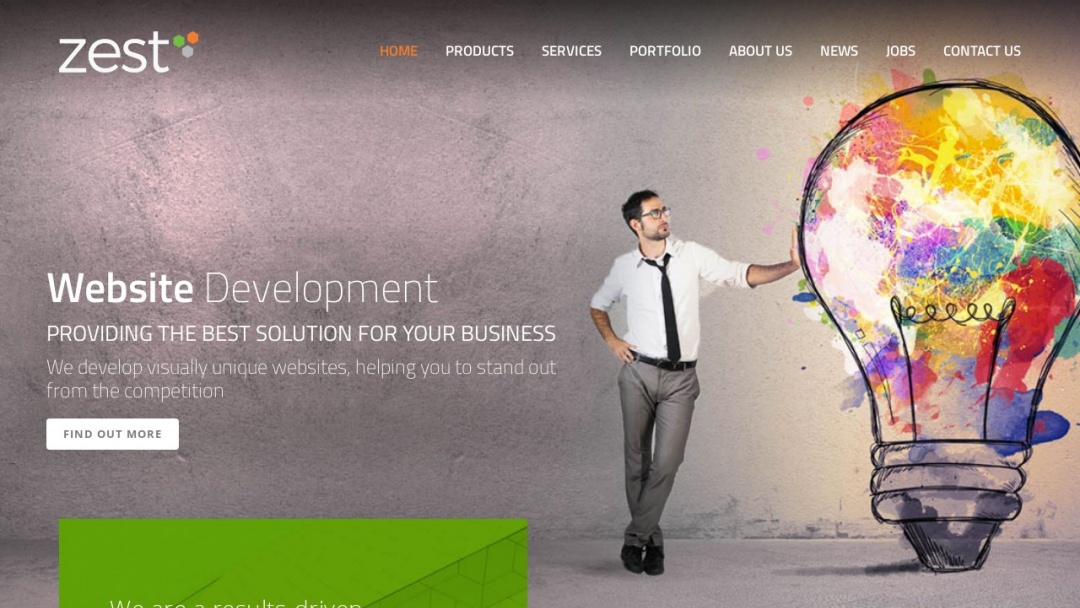 Screenshot of Zest's Website