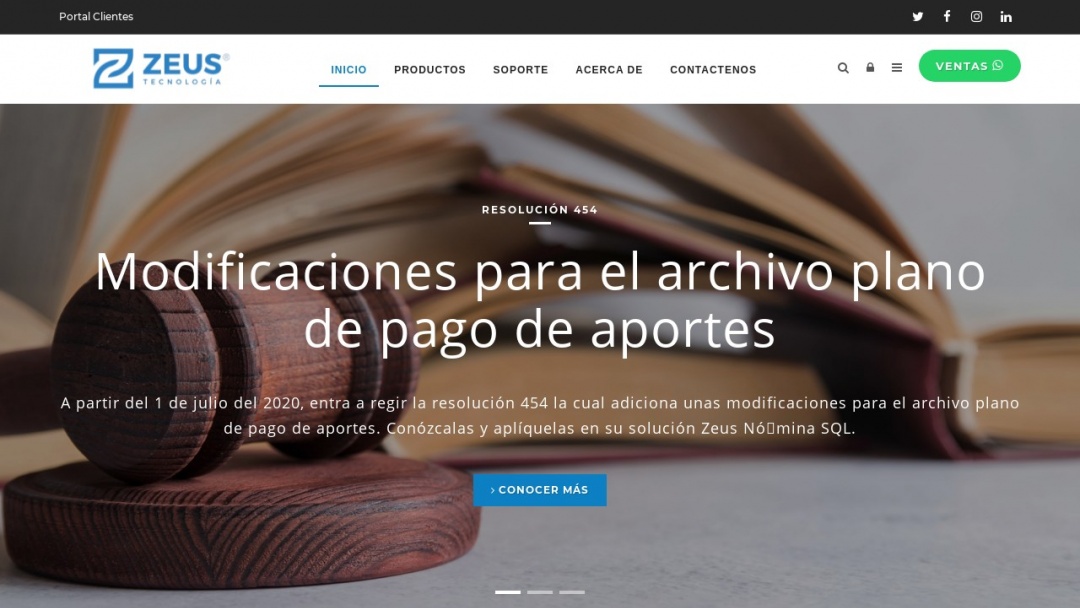 Screenshot of Zeus Tecnología S.A.'s Website