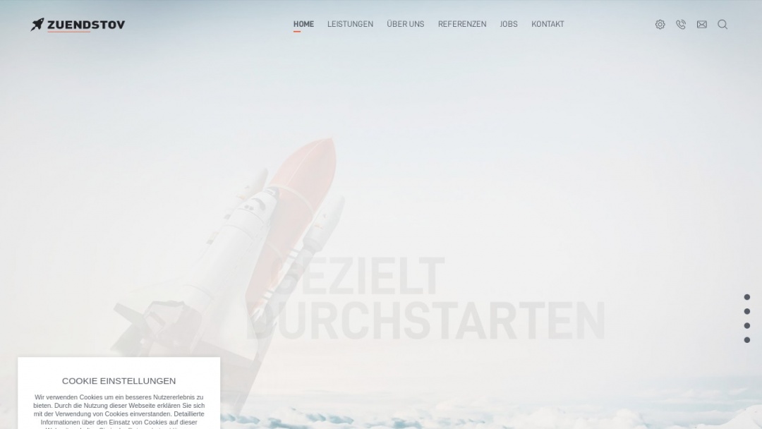 Screenshot of ZUENDSTOV's Website