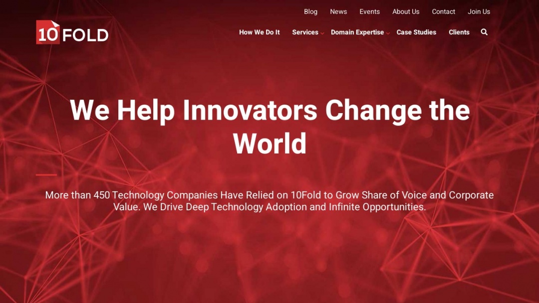 Screenshot of 10Fold Communications's Website