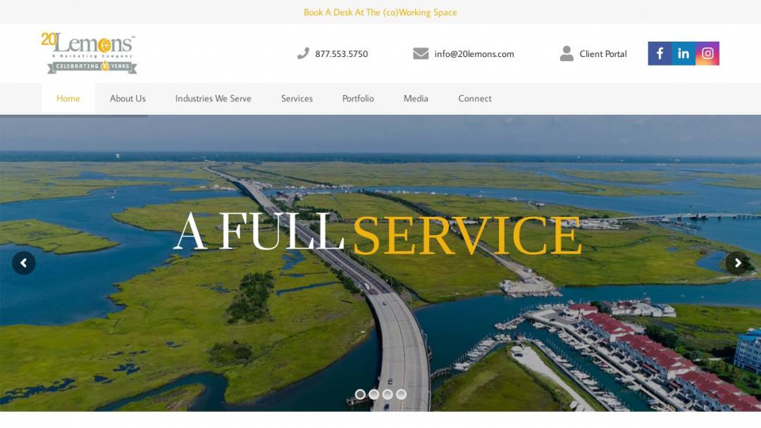 Screenshot of 20 Lemons, LLC's Website