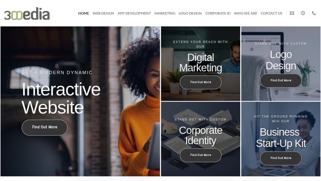 Screenshot of 300 Media Limited's Website