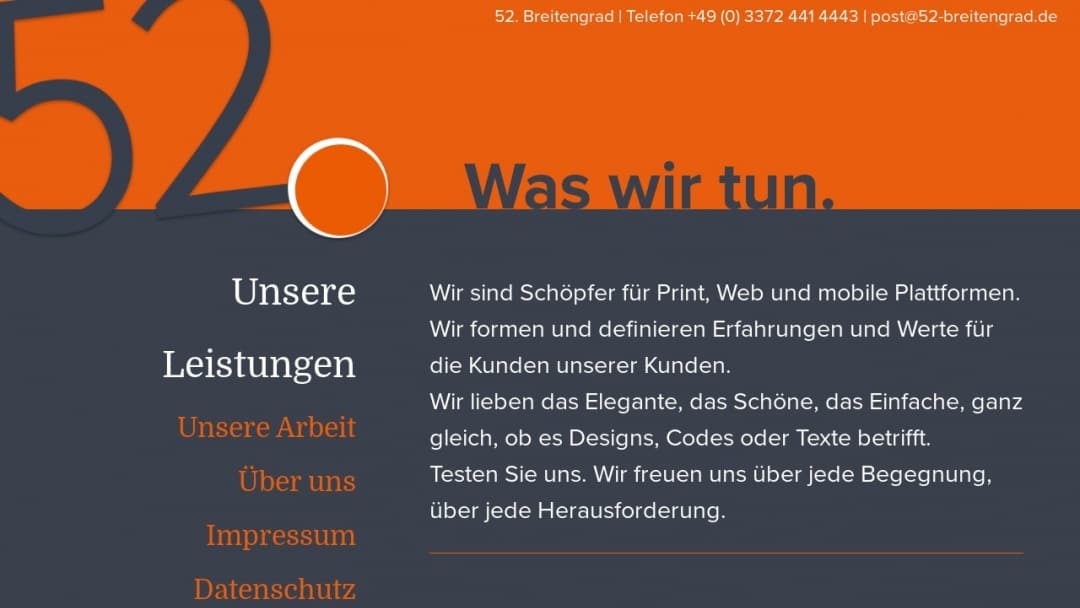 Screenshot of 52 breitengrad's Website