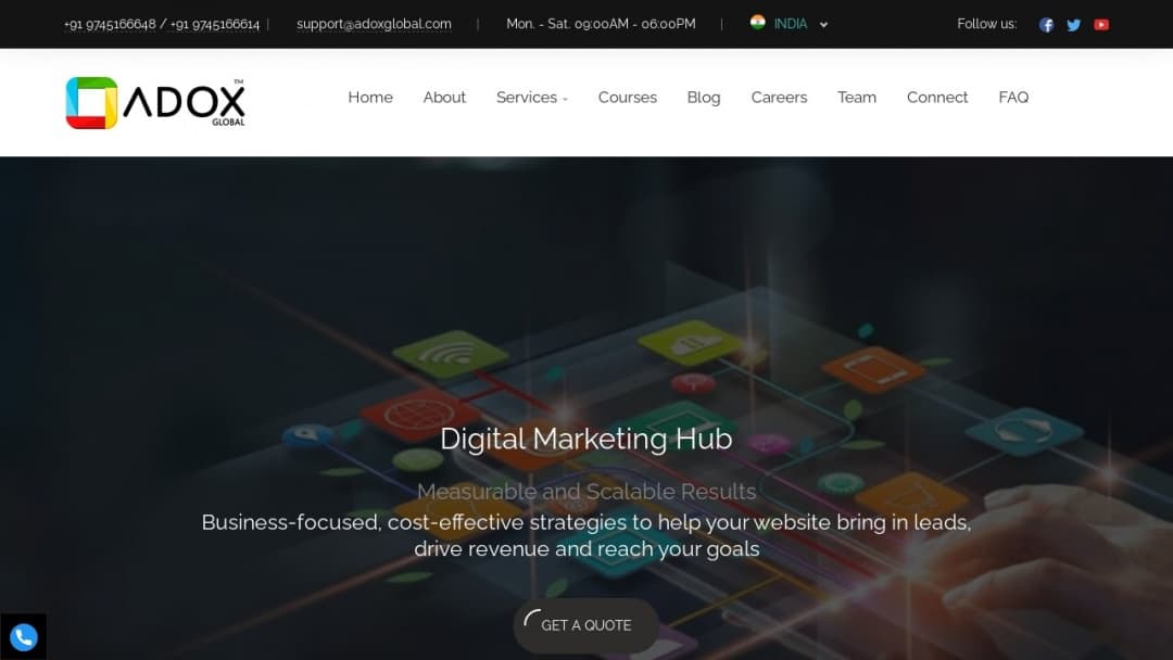 Screenshot of AdOx Global Pvt.Ltd.'s Website