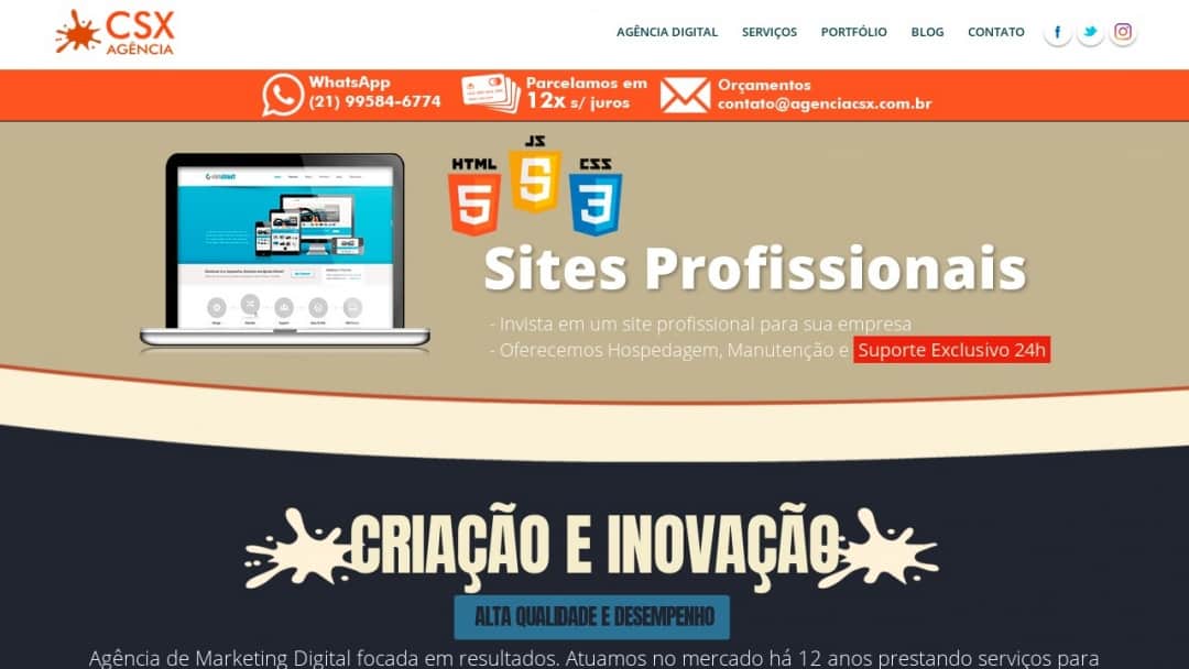 Screenshot of Agência CSX's Website