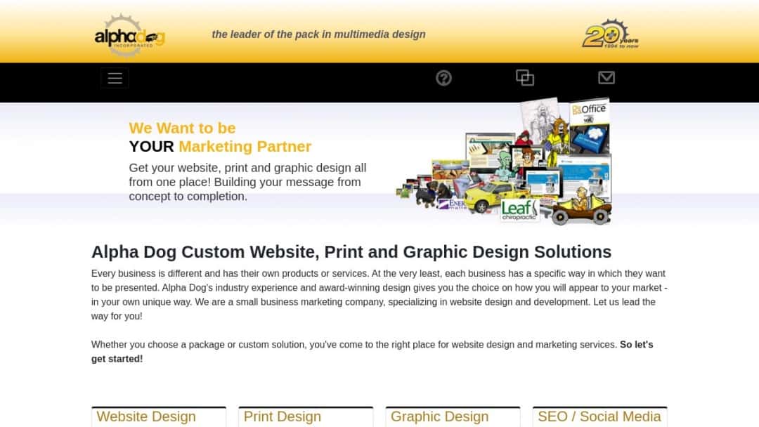 Screenshot of Alpha Dog's Website