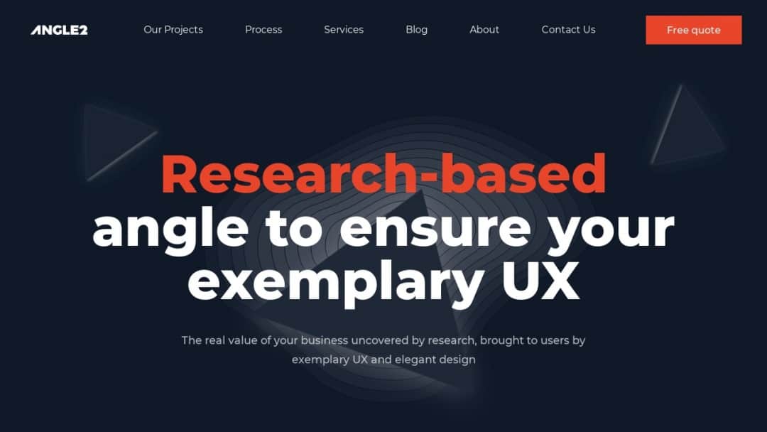 Screenshot of Angle2's Website
