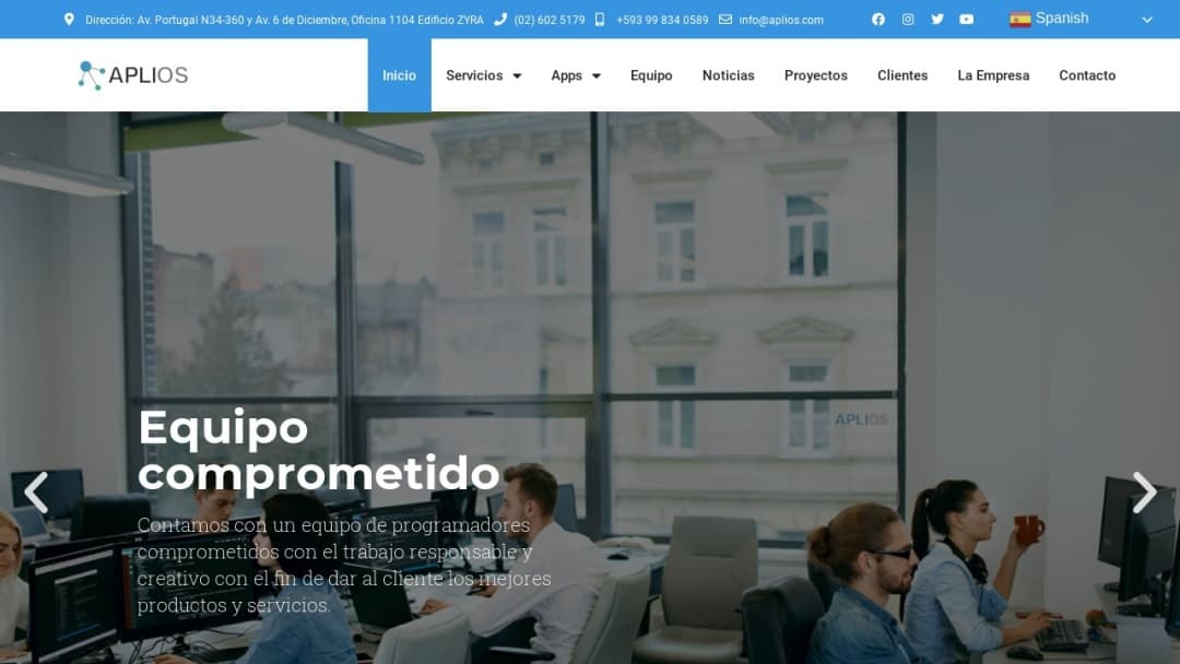 Screenshot of Aplios's Website