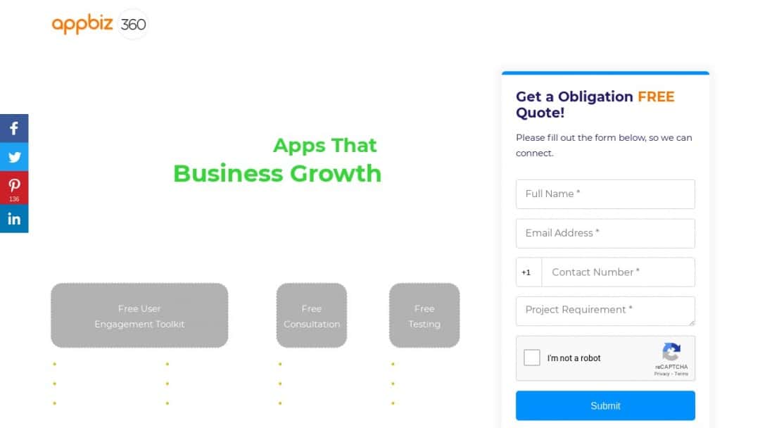 Screenshot of appbiz360's Website