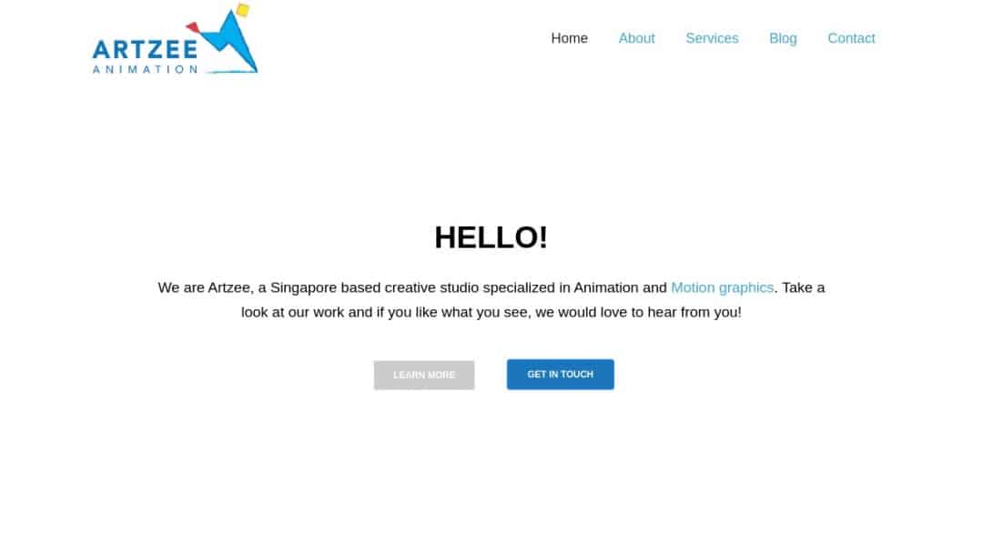Screenshot of Artzee Media's Website