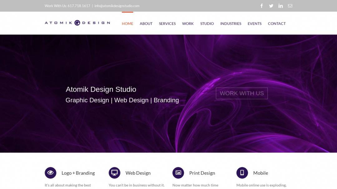 Screenshot of Atomik Design's Website