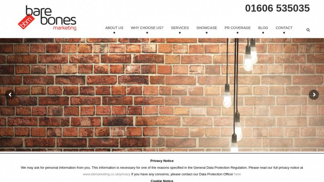 Screenshot of Bare Bones Marketing Ltd's Website