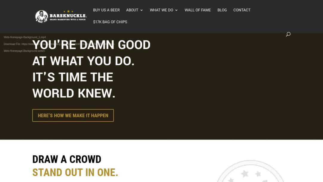 Screenshot of Bareknuckle Branding's Website