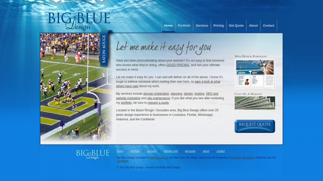 Screenshot of Big Blue Design's Website