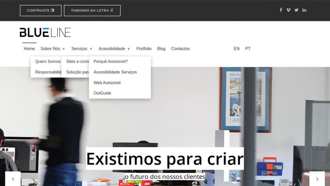 Screenshot of Blue Line's Website