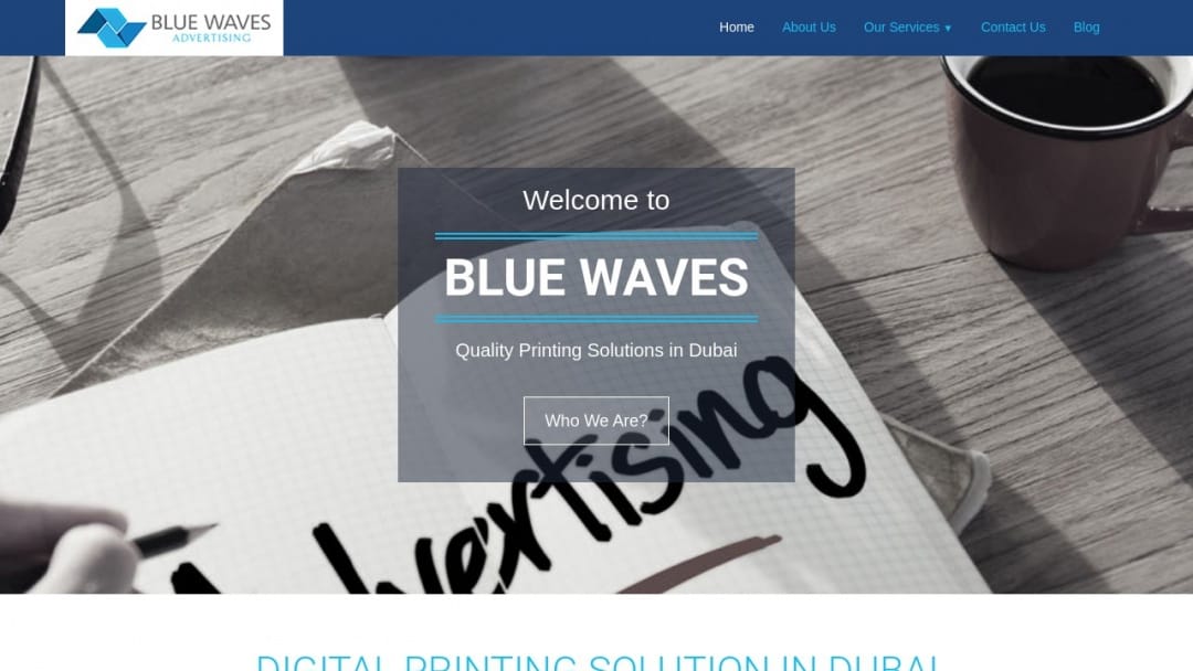 Screenshot of Blue Waves Advertising's Website