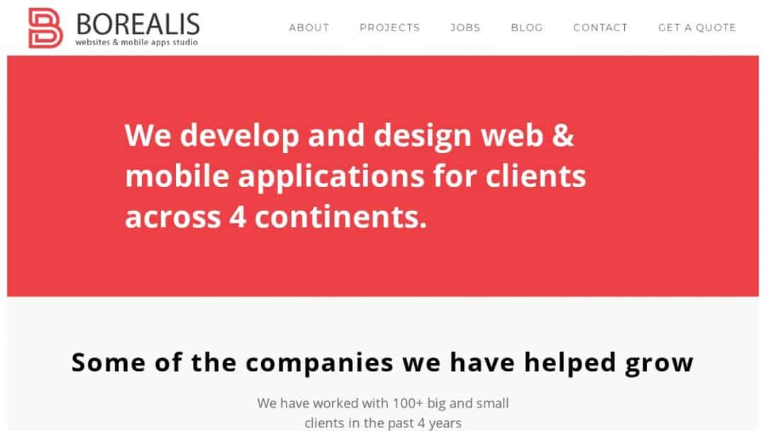 Screenshot of Borealis's Website