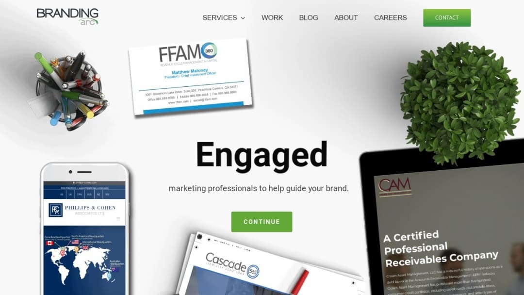 Screenshot of Branding Arc, Inc.'s Website