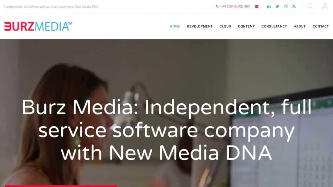 Screenshot of Burz Media's Website