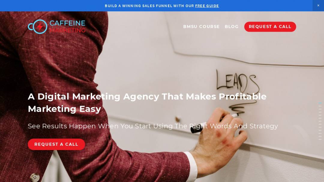 Screenshot of Caffeine Marketing's Website