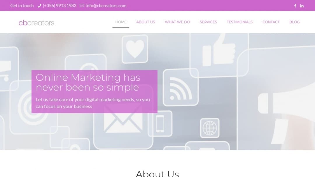 Screenshot of CB Content Creators's Website