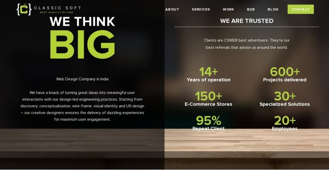 Screenshot of ClassicSoft Web Technologies's Website