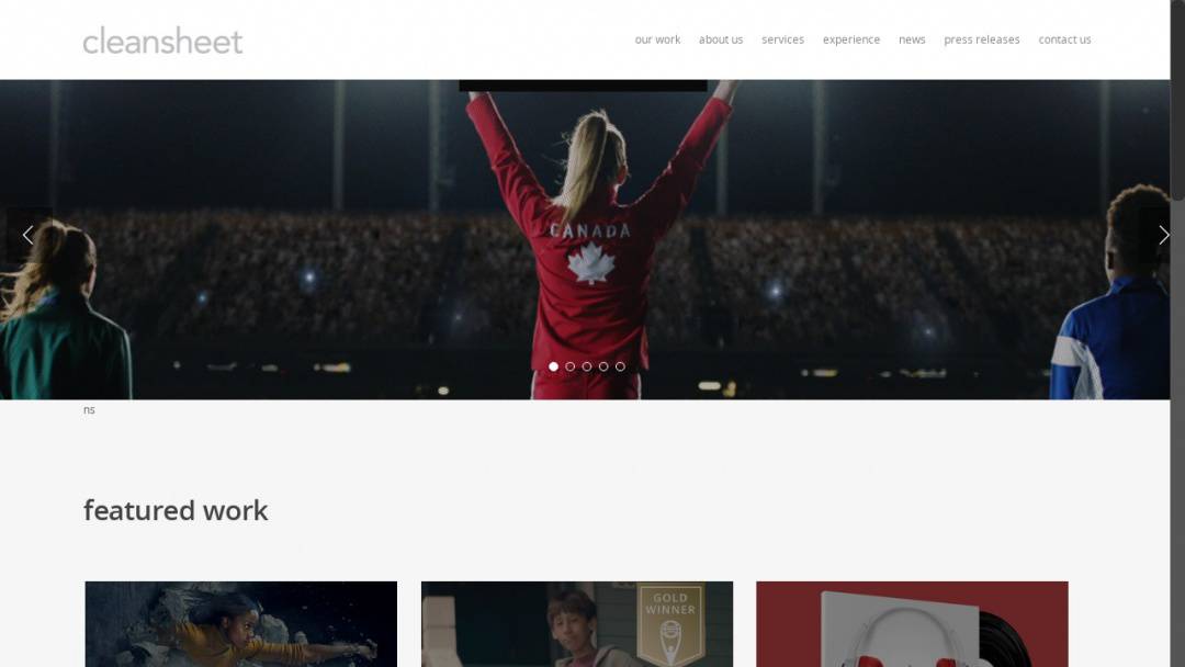 Screenshot of Cleansheet Communications's Website