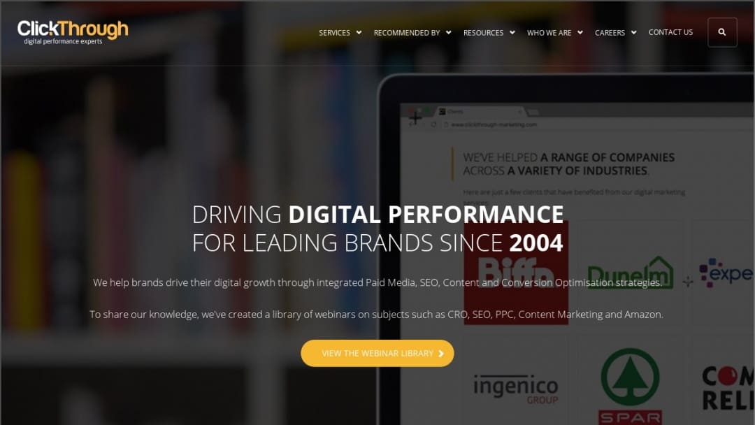 Screenshot of ClickThrough Marketing's Website