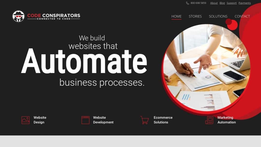 Screenshot of Code Conspirators's Website
