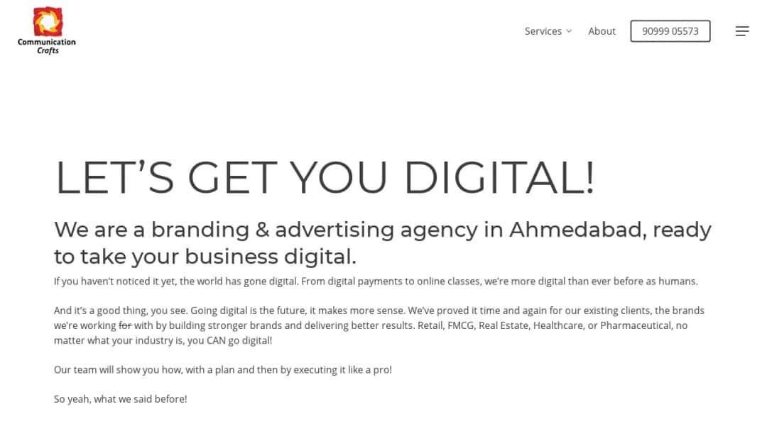 Screenshot of Communication Crafts's Website