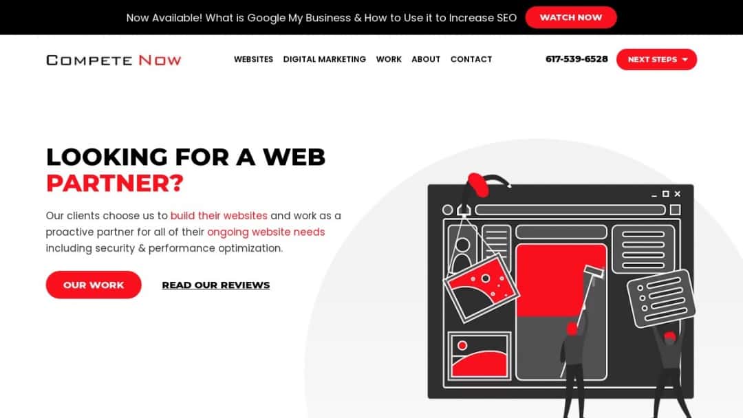 Screenshot of Compete Now's Website