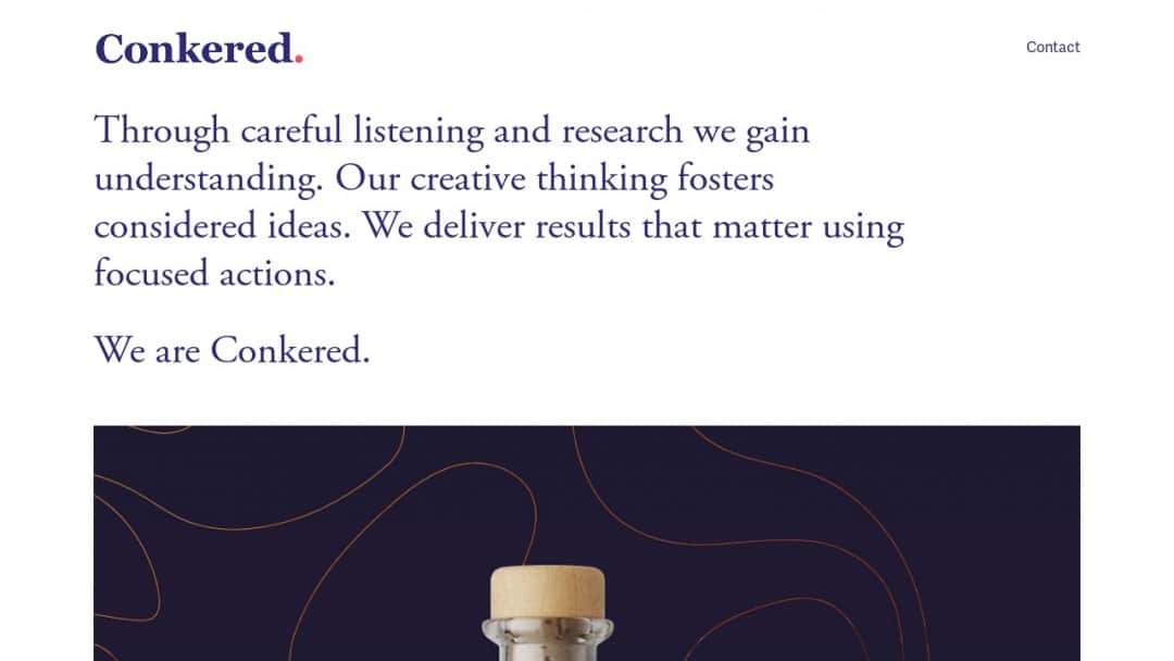 Screenshot of Conkered's Website