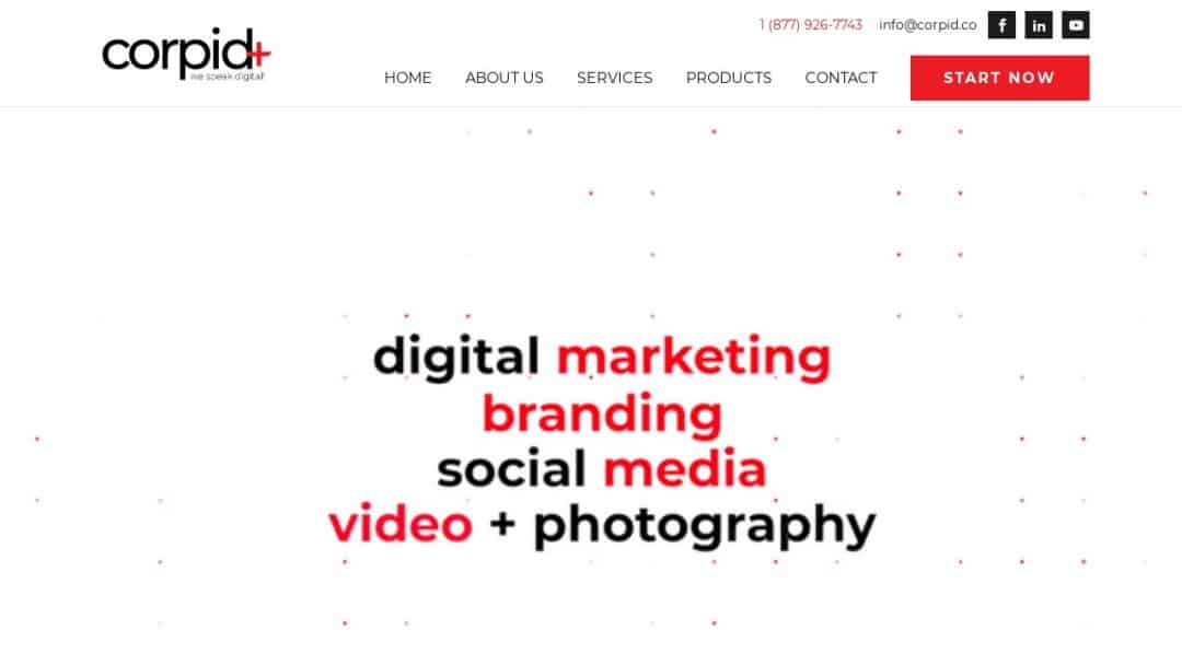 Screenshot of CorpID+ Advertising's Website