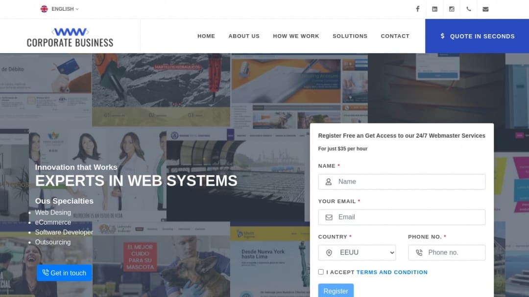 Screenshot of Corporate Business's Website