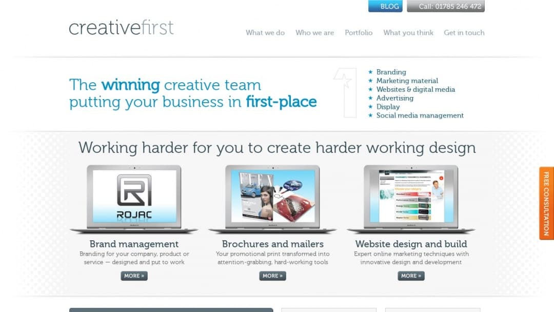 Screenshot of Creative First's Website