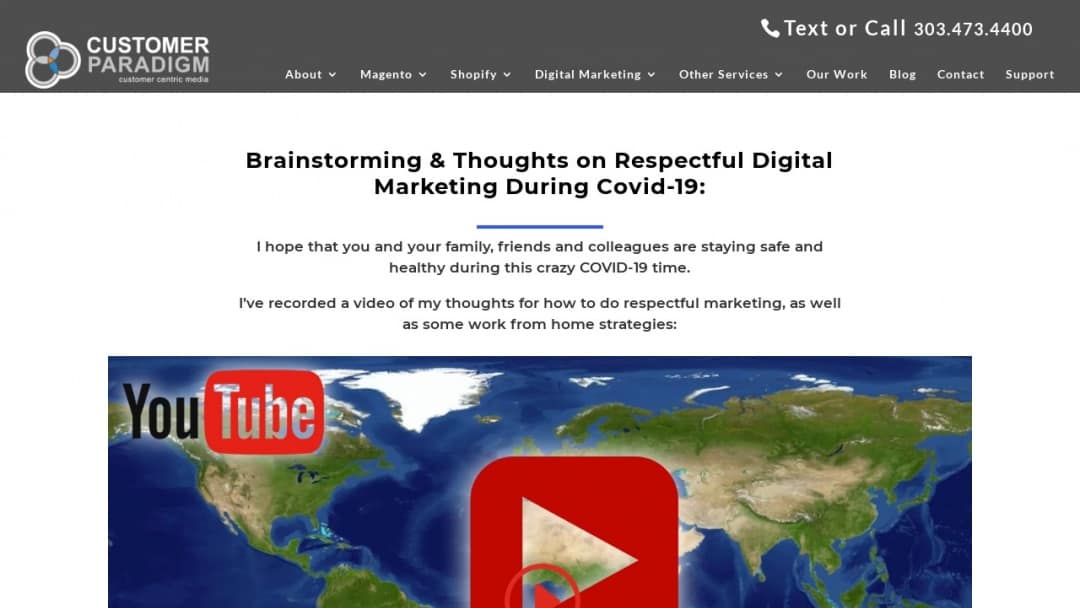 Screenshot of Customer Paradigm's Website