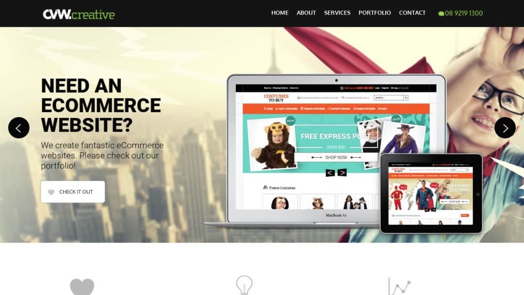 Screenshot of CVW Creative's Website