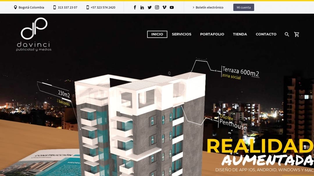 Screenshot of DaVinci Publicidad y Medios's Website